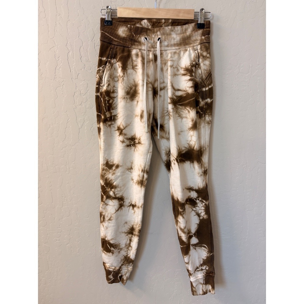 Lululemon Warm Down Joggers Earth Dye Athleisure Sweatpants Brown White Sz 4